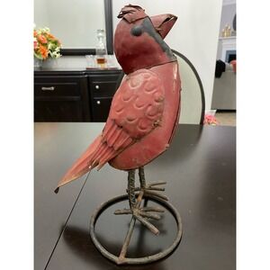 Vintage Red Metal Garden Cardinal with black trim